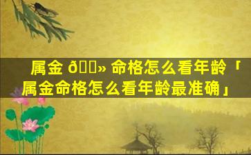 属金 🌻 命格怎么看年龄「属金命格怎么看年龄最准确」